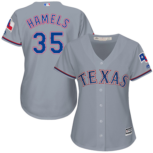 Rangers #35 Cole Hamels Grey Road Women's Stitched MLB Jersey